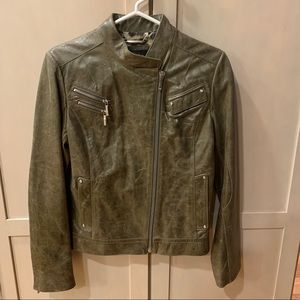 Laundry by Shelli Segal Olive Leather Jacket